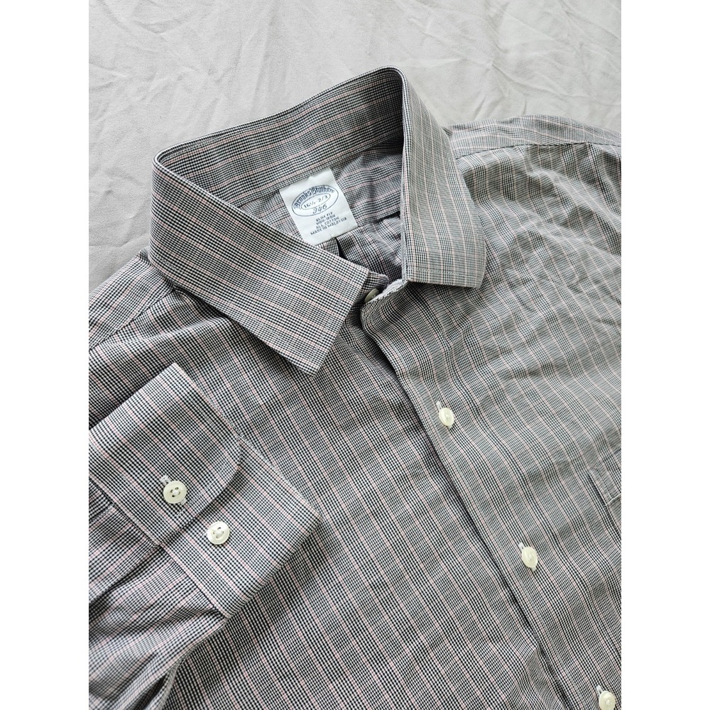 Brooks Brothers 346 Slim‎ Fit 16.5-2/3 Gray Check Cotton Non-Iron Dress Shirt